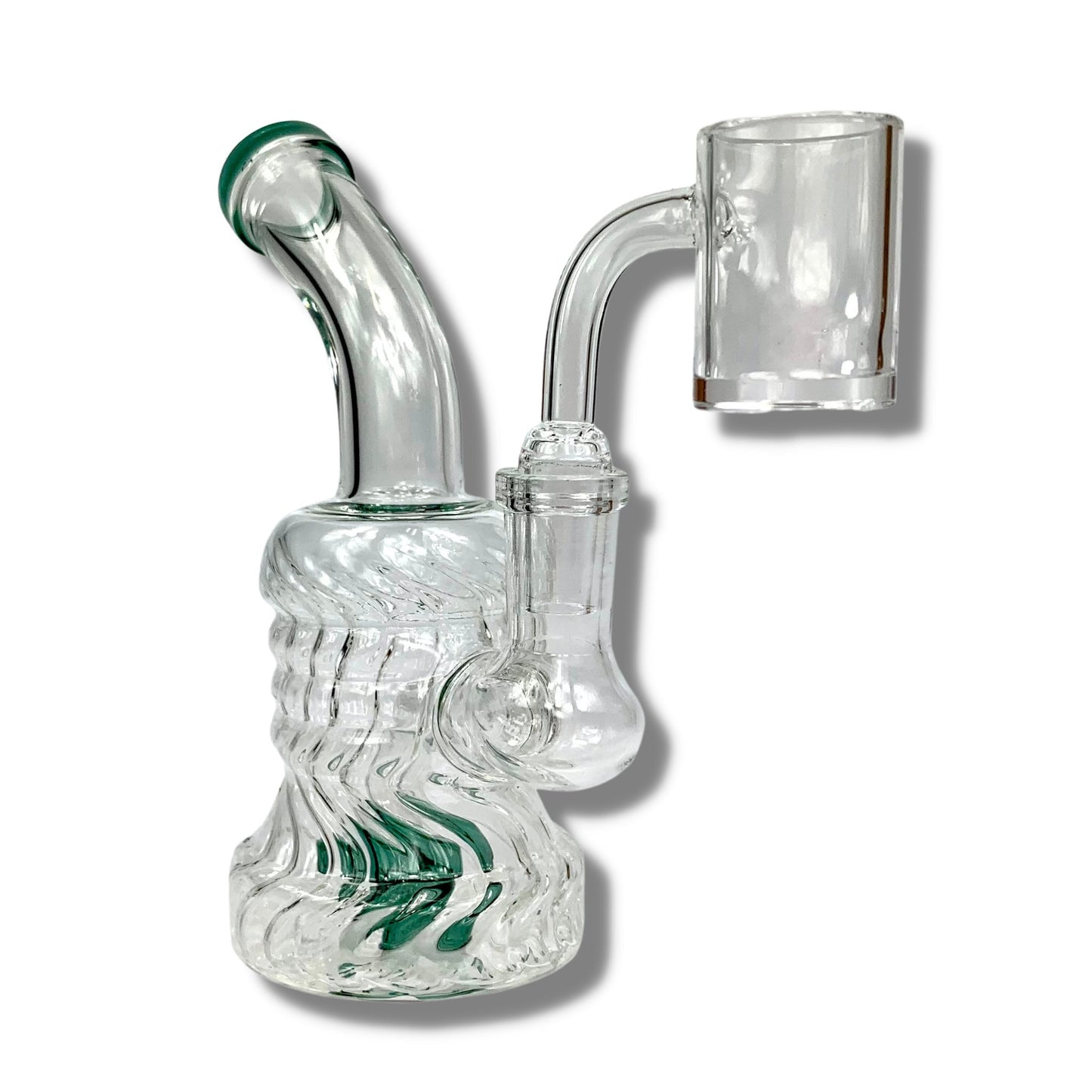 70's Swirl Glass Bong and Dab Rig 16cm Green - The Bong Baron