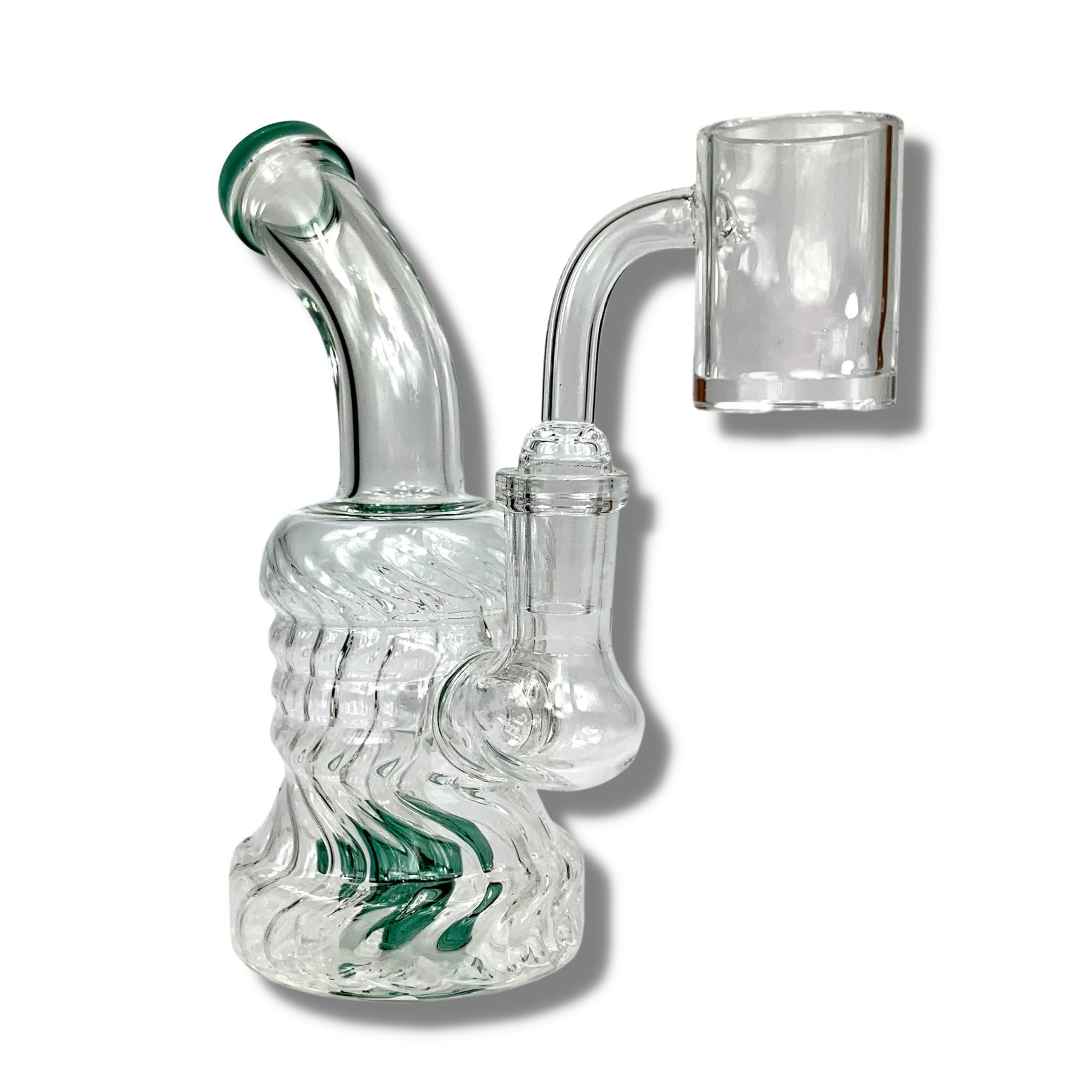 70's Swirl Glass Bong and Dab Rig 16cm Green - The Bong Baron