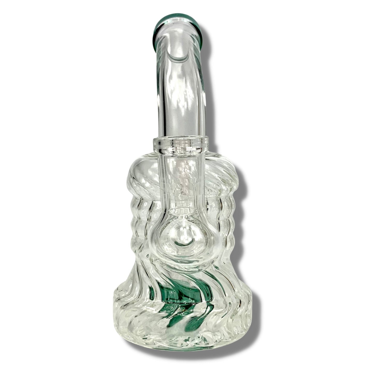 70's Swirl Glass Bong and Dab Rig 16cm Green - The Bong Baron
