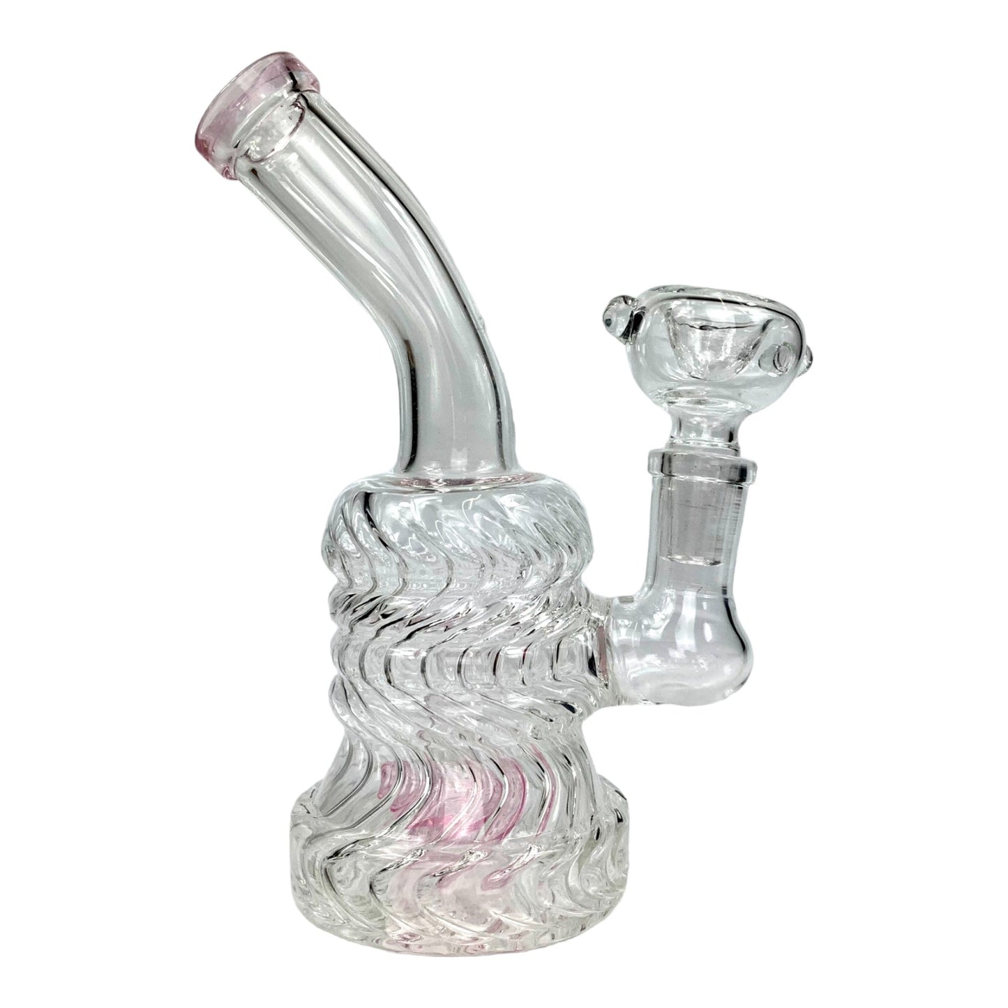 70's Swirl Glass Bong and Dab Rig 16cm Pink - The Bong Baron