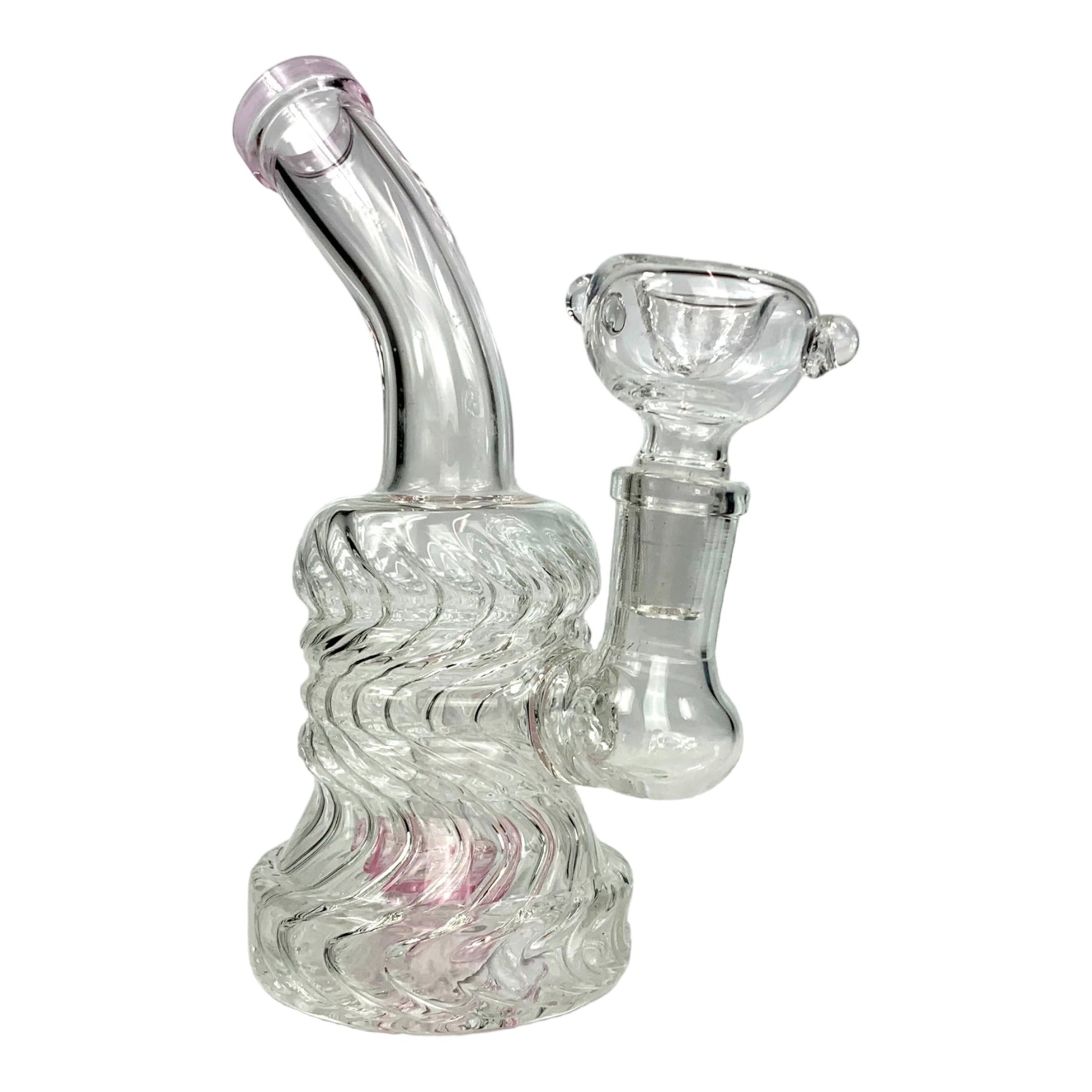 70's Swirl Glass Bong and Dab Rig 16cm Pink - The Bong Baron