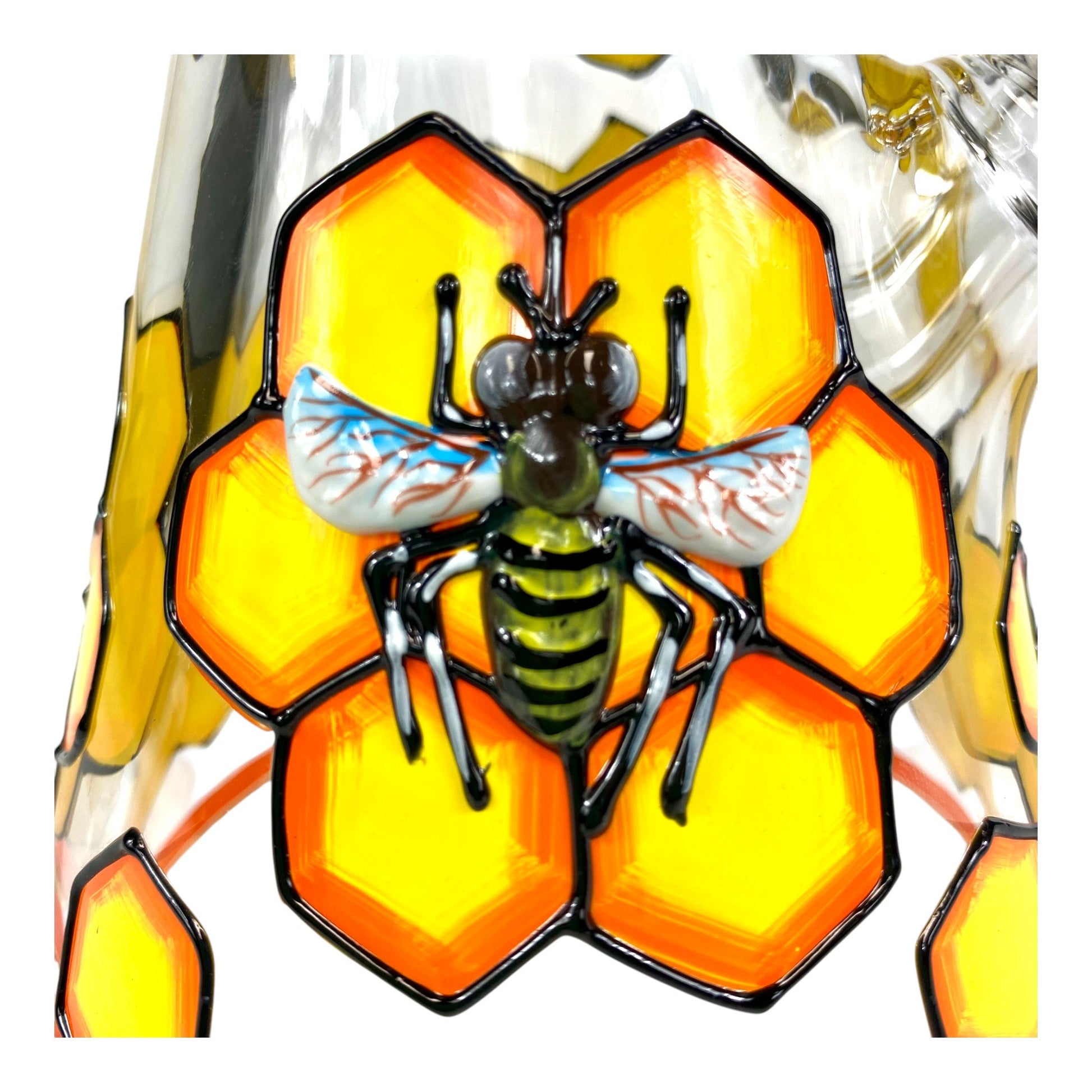 9mm Thick Honeycomb Bee Beaker Bong 35cm - The Bong Baron