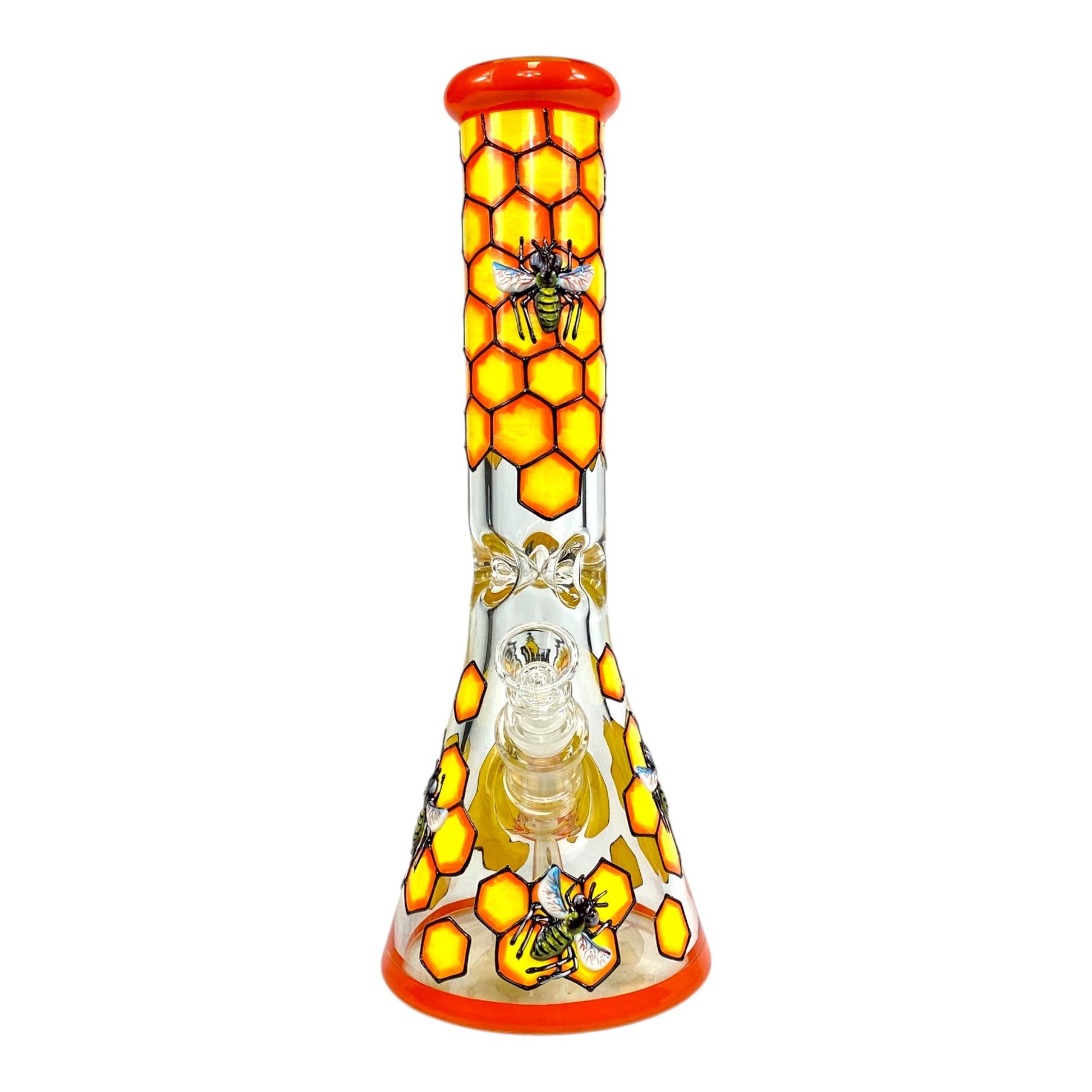 9mm Thick Honeycomb Bee Beaker Bong 35cm - The Bong Baron