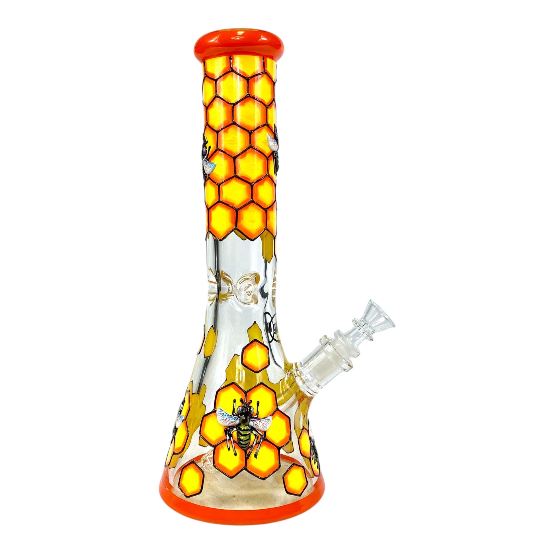 9mm Thick Honeycomb Bee Beaker Bong 35cm - The Bong Baron