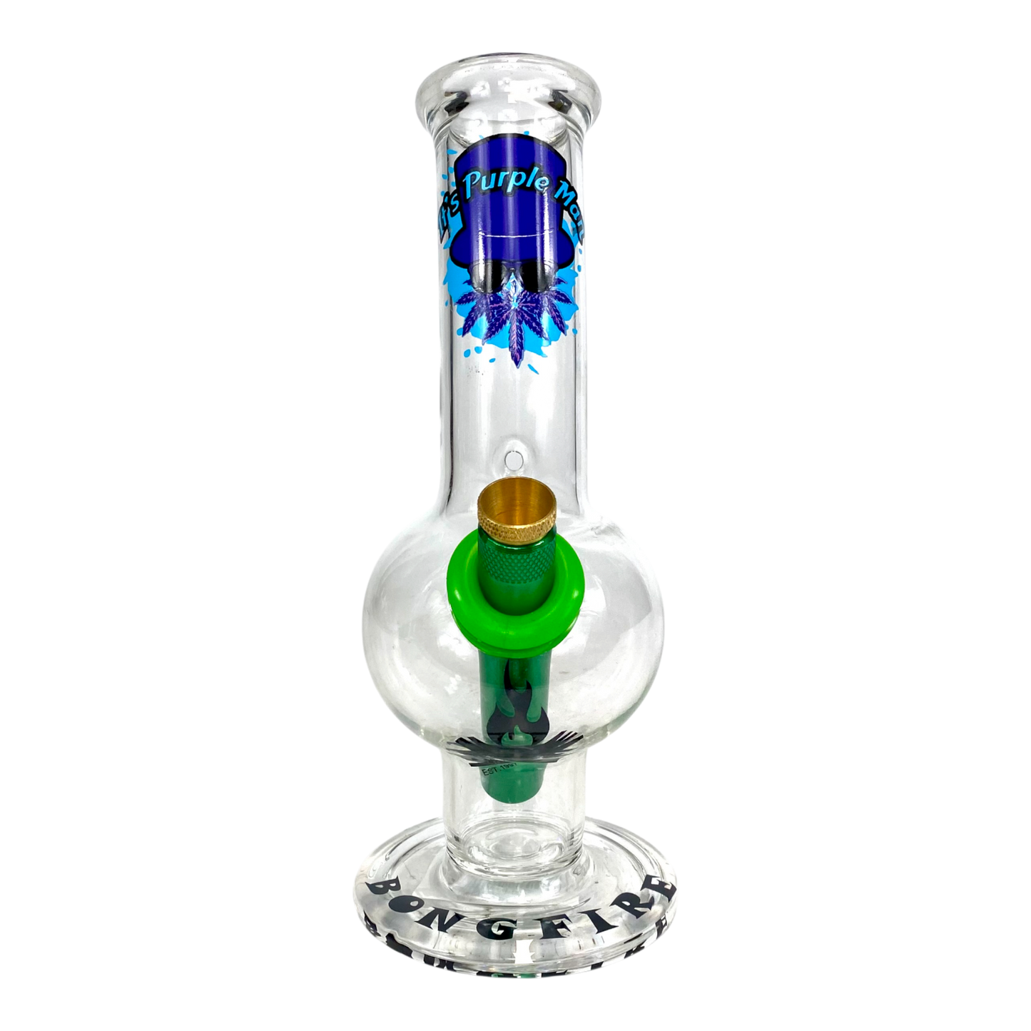 MWP Purple Man Bongfire Glass Bottom Bonza Bong 20cm