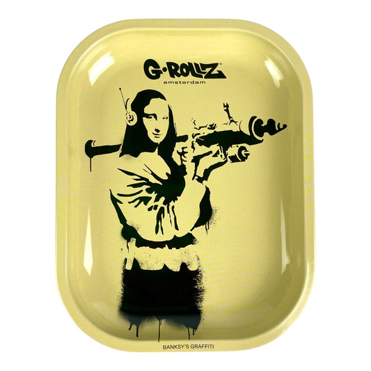 Banksy Armed Mona Rolling Tray – G - Rollz Amsterdam 18x14cm - The Bong Baron