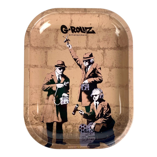 Banksy Bugged Wall Rolling Tray – G - Rollz Amsterdam 18x 14cm - The Bong Baron