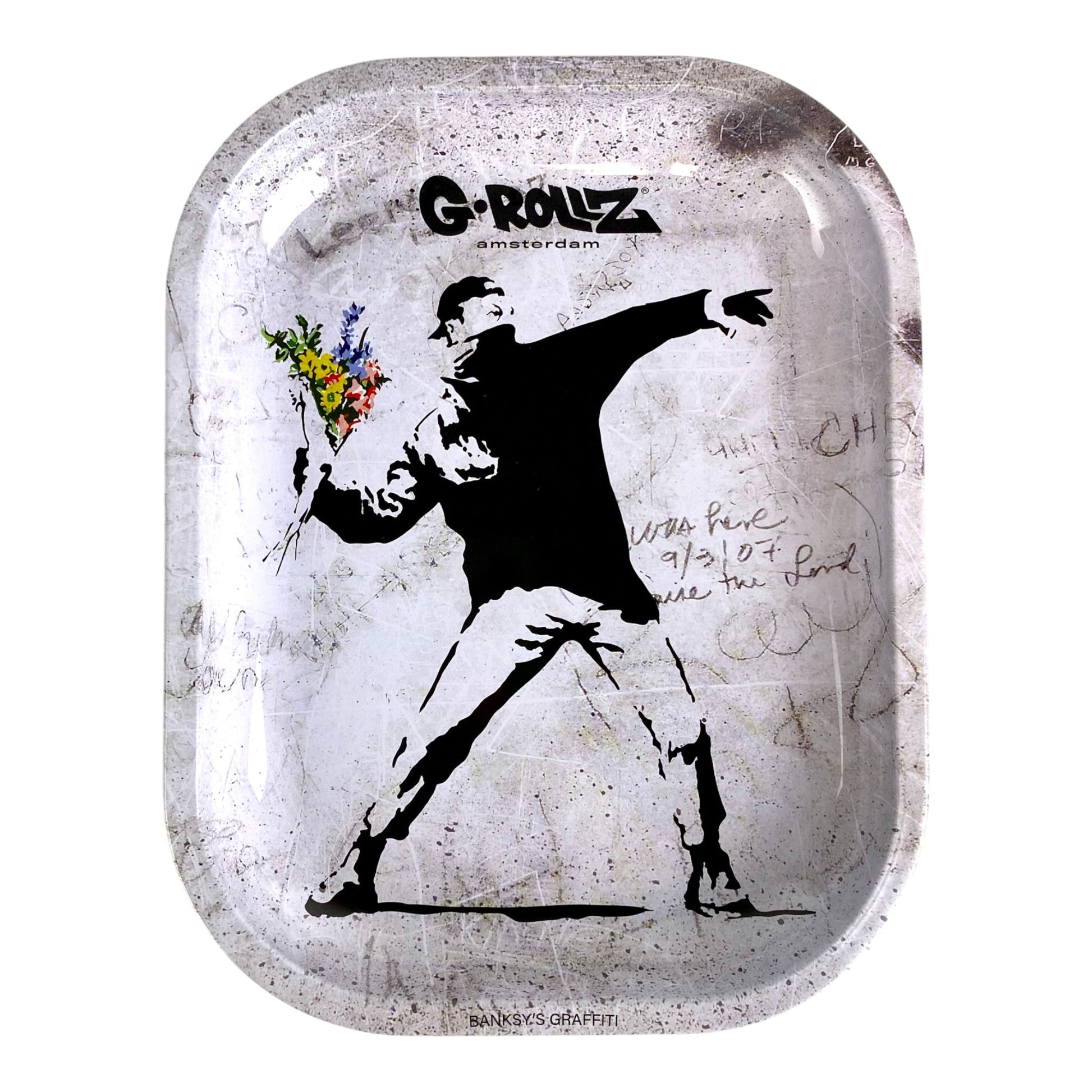 Banksy Flower Bomb - G Rollz Rolling Tray 18 x 14cm - The Bong Baron