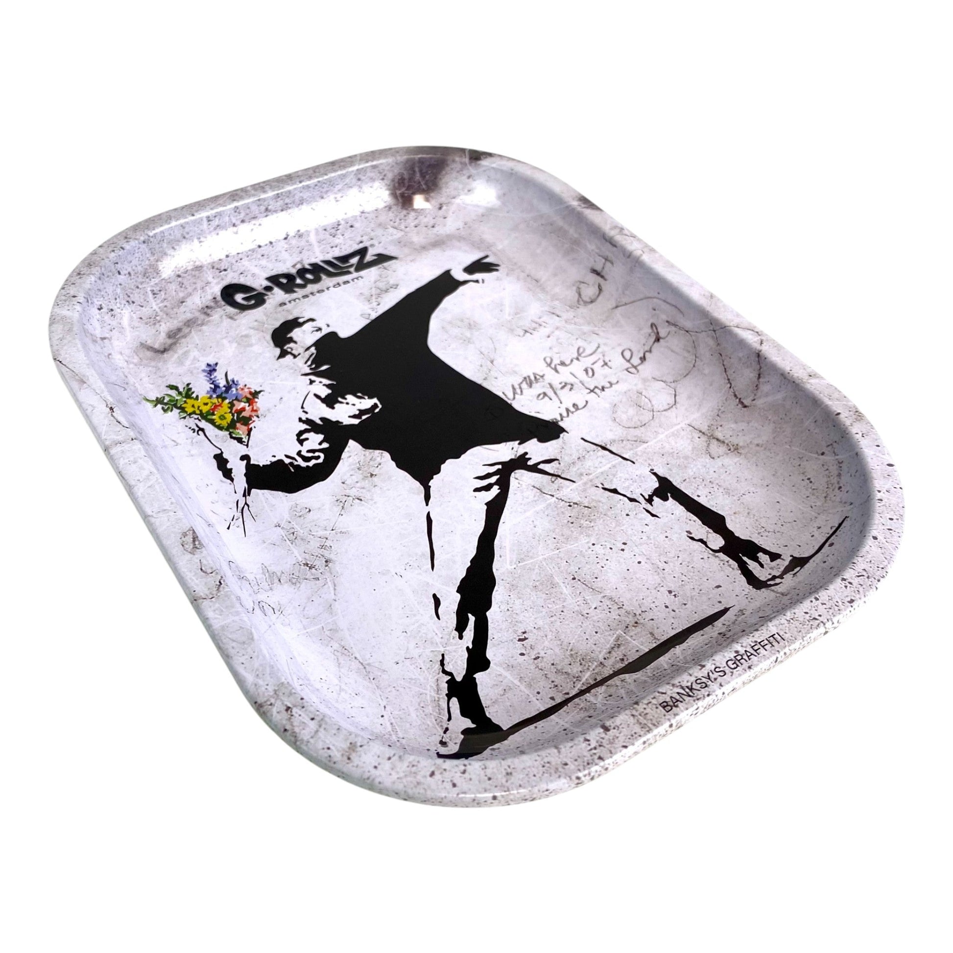 Banksy Flower Bomb - G Rollz Rolling Tray 18 x 14cm - The Bong Baron