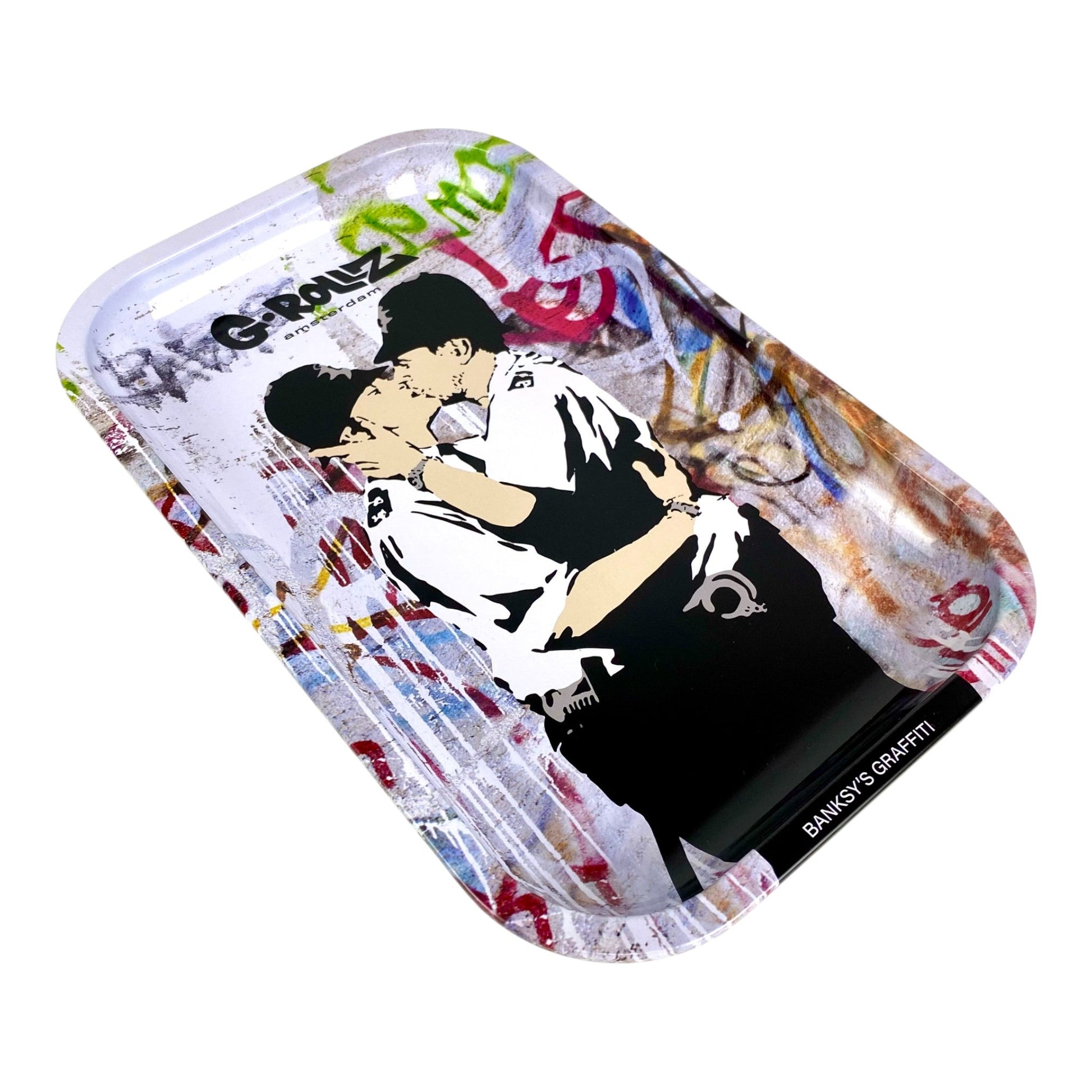 Banksy Kissing Coppers Large Rolling Tray 27 x 17cm - The Bong Baron