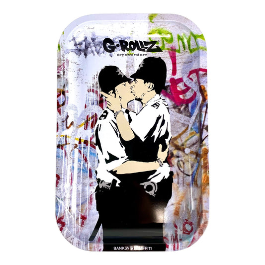 Banksy Kissing Coppers Large Rolling Tray 27 x 17cm - The Bong Baron