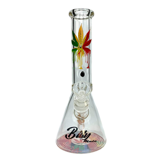 Billy Mate Beaker Bong Melting Rasta Leaf 25cm - The Bong Baron