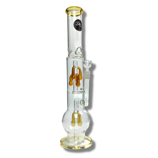 Billy Mate Dual Chamber Tear Drop Perc Bong 46cm Amber - The Bong Baron