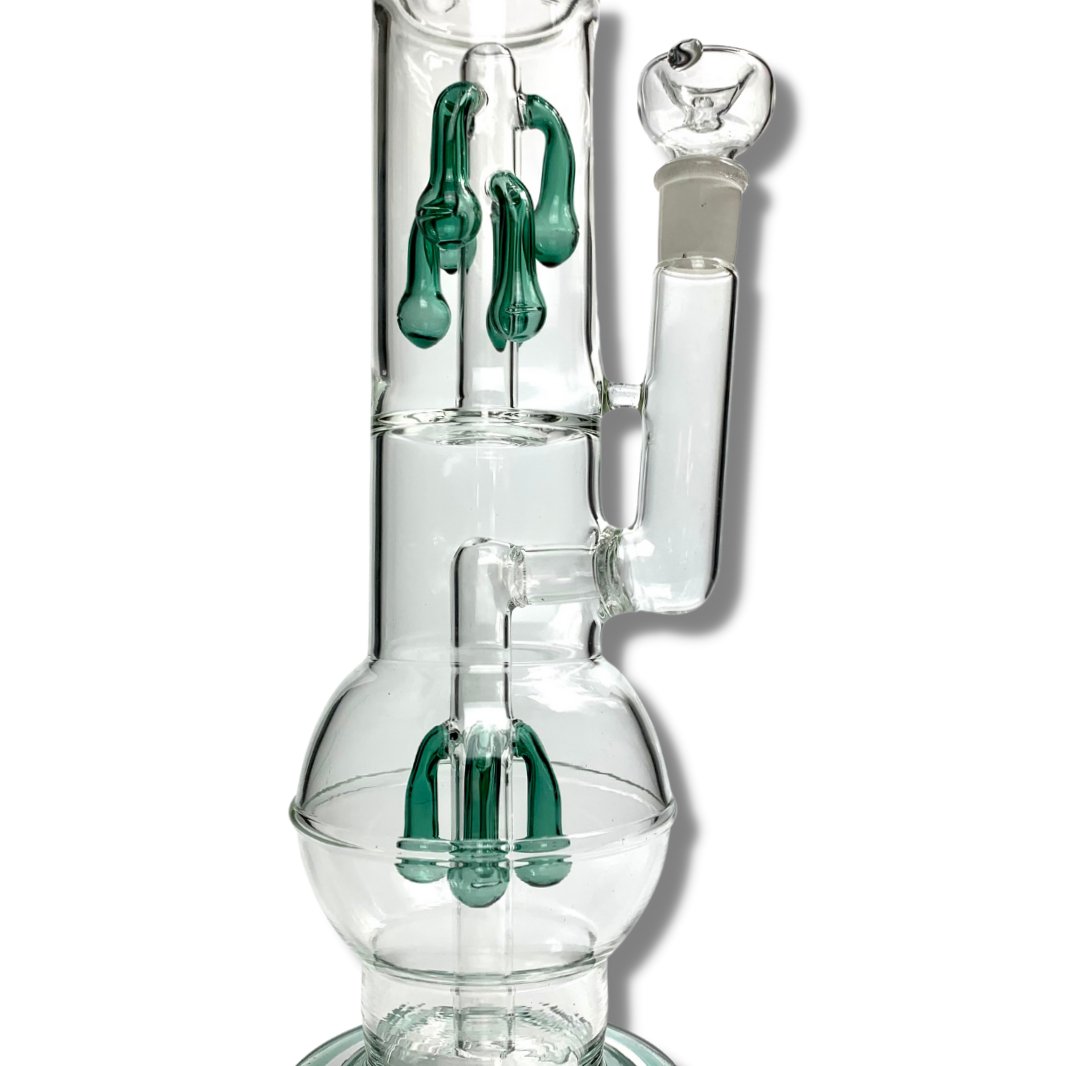 Billy Mate Dual Chamber Tear Drop Perc Bong 46cm Green - The Bong Baron