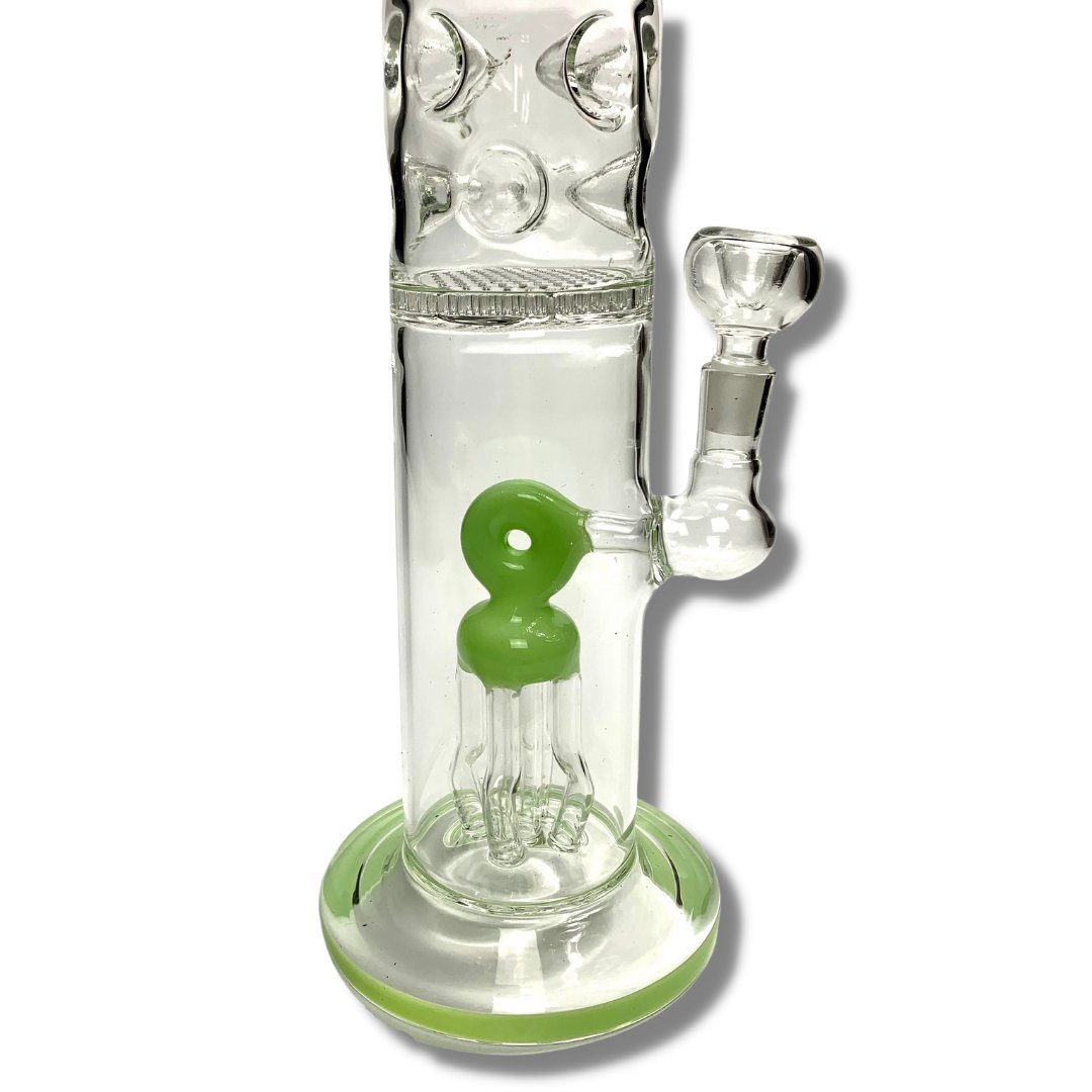 Billy Mate Dual Jelly and Honeycomb Disc Perc Bong 43cm Green - The Bong Baron