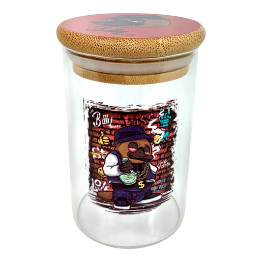 Billy Mate Glass Storage Jar with Bamboo Lid 11 x 6.5cm Stoned Platypus - The Bong Baron