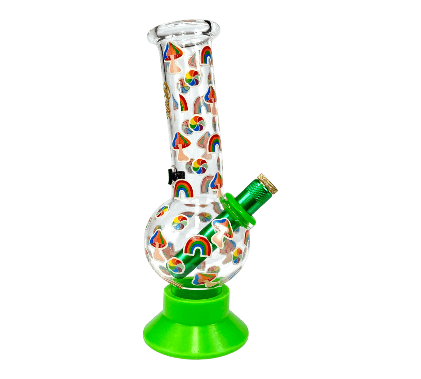 Billy Mate Glow In the Dark Rainbow Mushrooms Bubble Bong 20cm - The Bong Baron