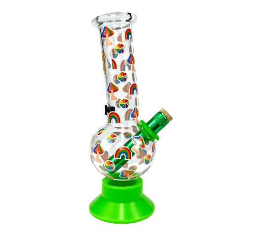 Billy Mate Glow In the Dark Rainbow Mushrooms Bubble Bong 20cm - The Bong Baron