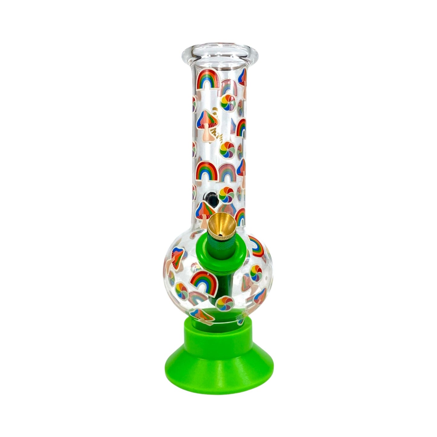 Billy Mate Glow In the Dark Rainbow Mushrooms Bubble Bong 20cm - The Bong Baron