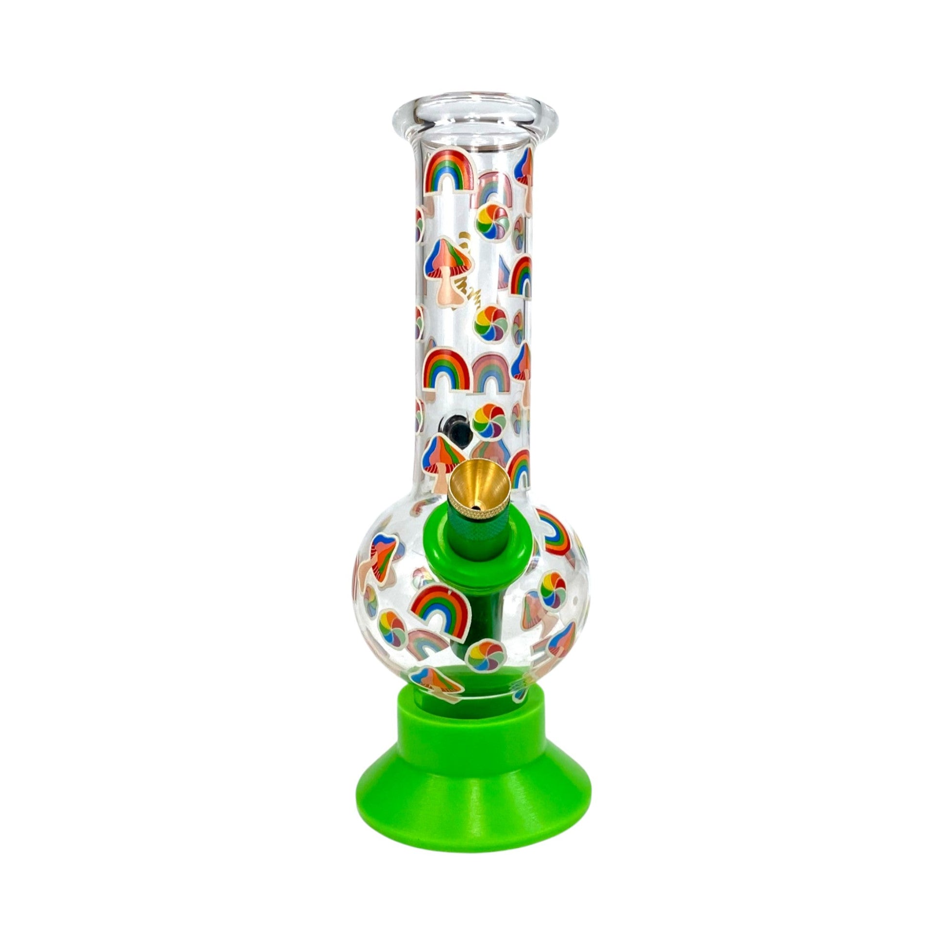 Billy Mate Glow In the Dark Rainbow Mushrooms Bubble Bong 20cm - The Bong Baron