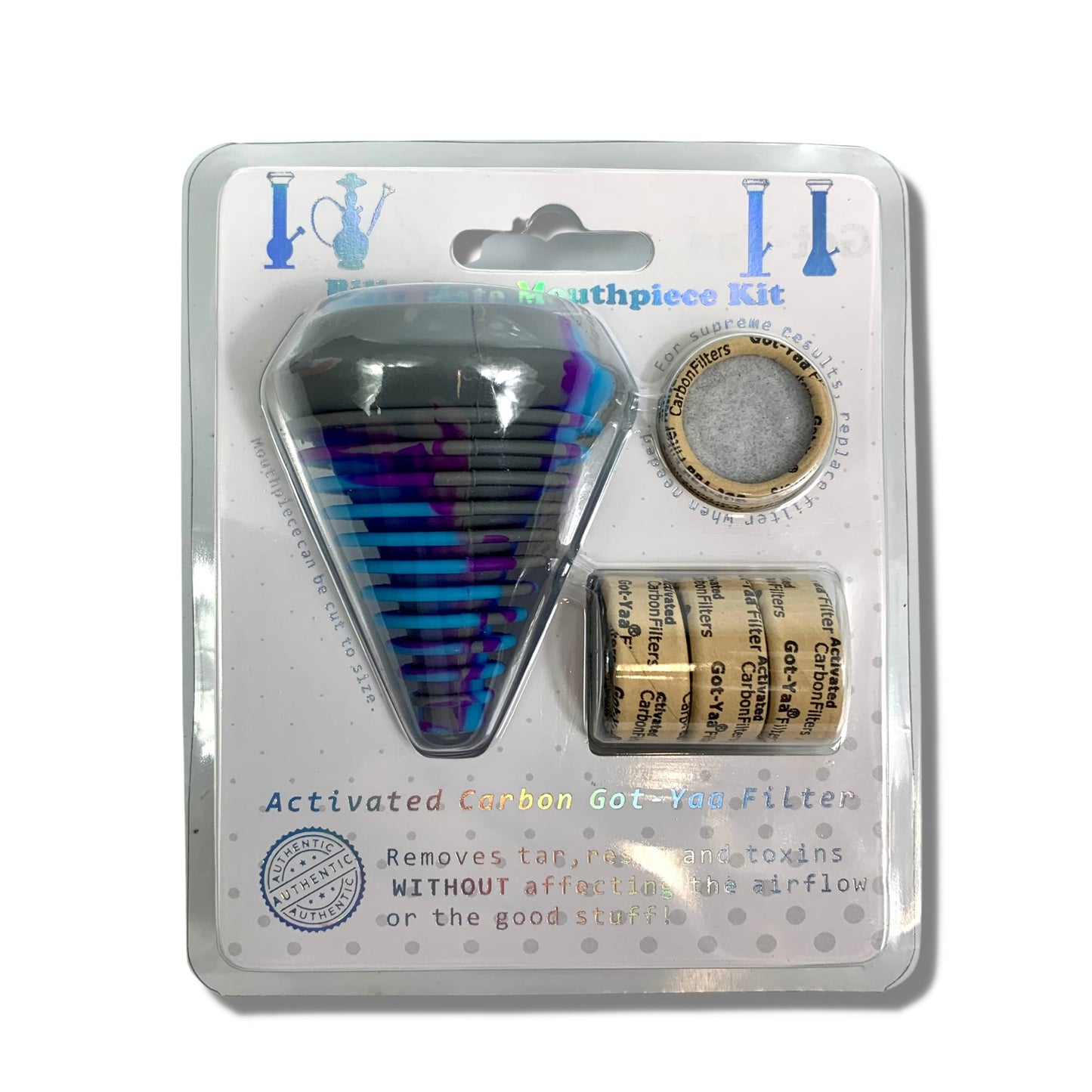 Billy Mate Silicone Mouthpiece Filter Kit – Blue Camo - The Bong Baron