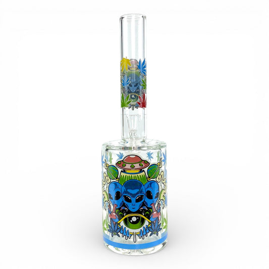 Blue Alien Glow in Dark Mini Barrel Bong 17cm - The Bong Baron