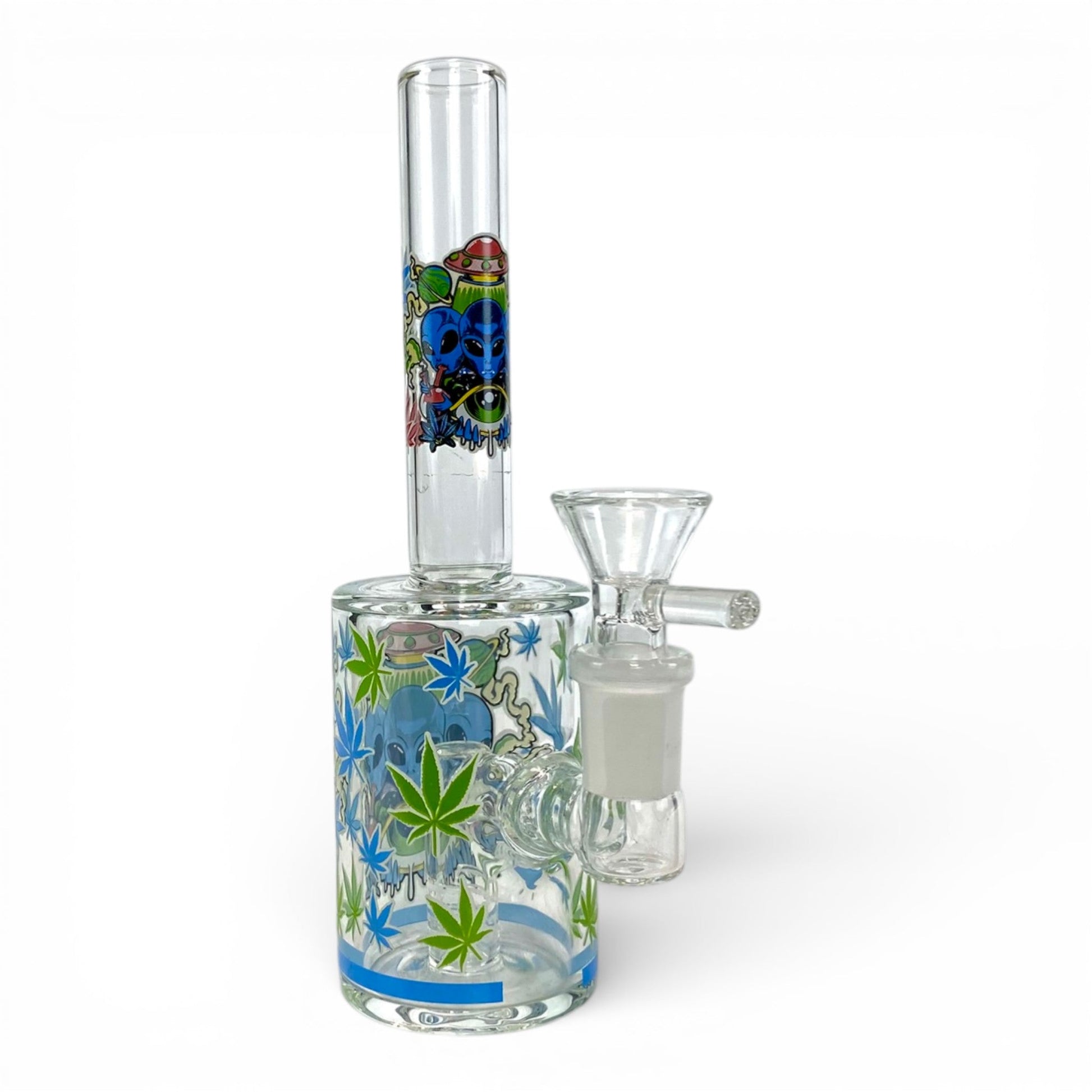 Blue Alien Glow in Dark Mini Barrel Bong 17cm - The Bong Baron