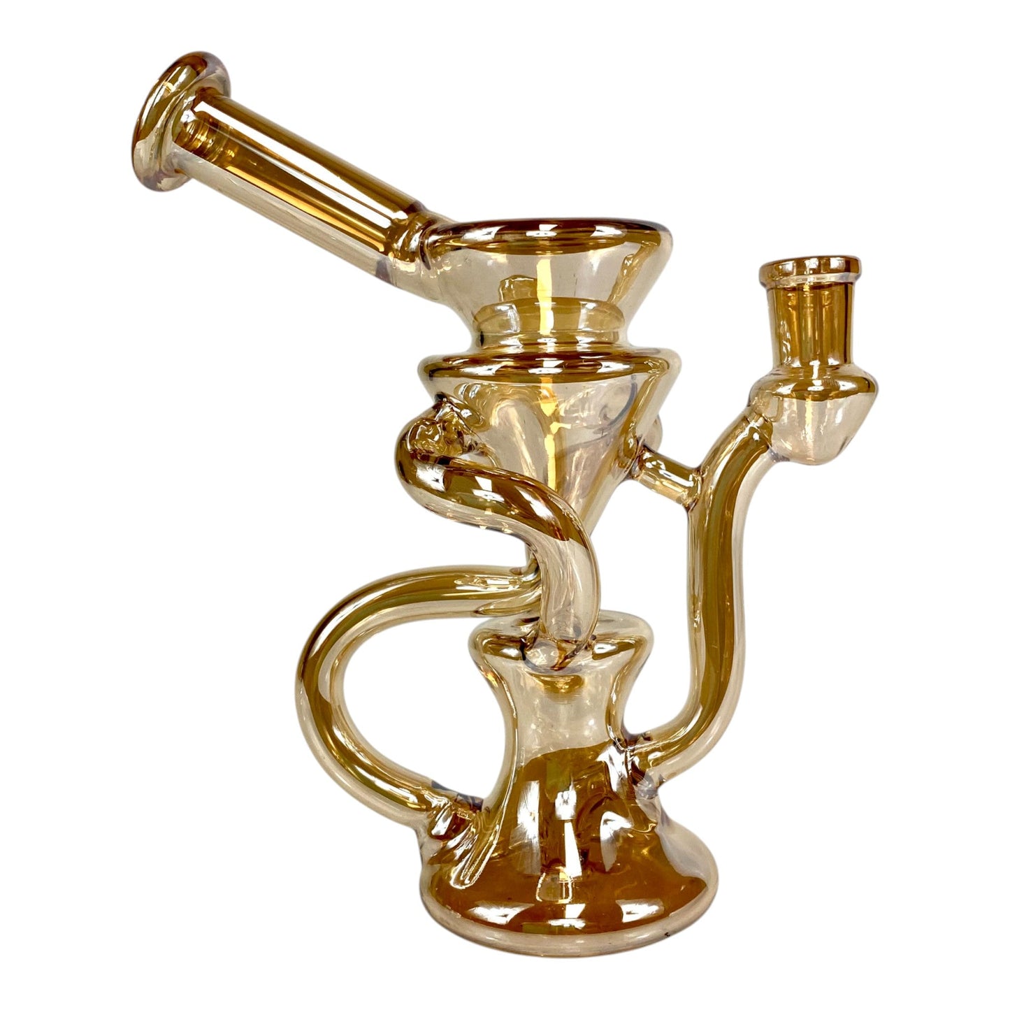 Bronze Holographic Glass Recycler Bong – 16cm - The Bong Baron