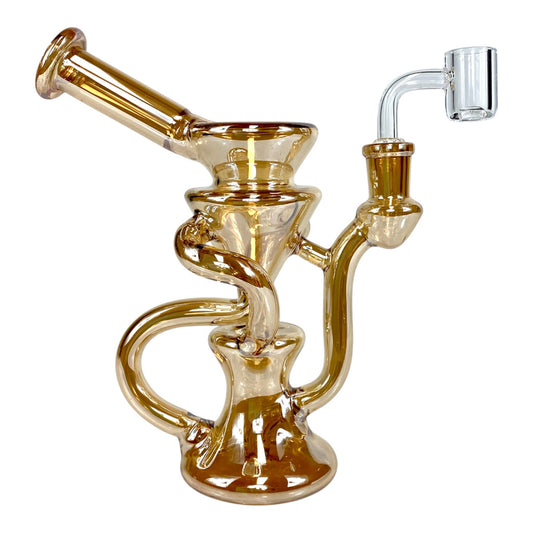 Bronze Holographic Glass Recycler Bong – 16cm - The Bong Baron