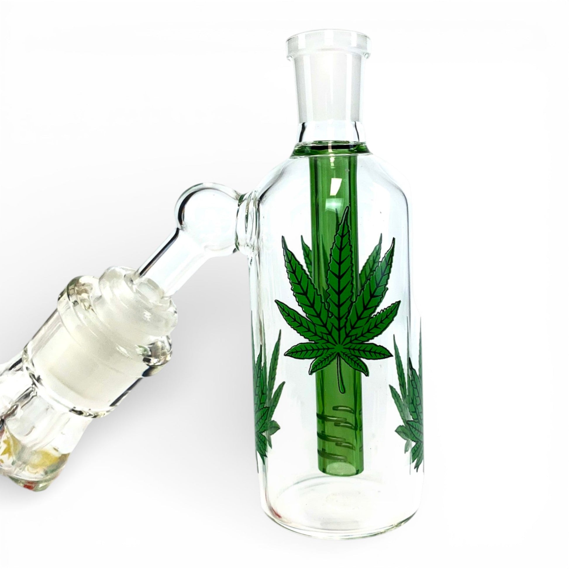Cannabis Leaf Ash Catcher 14mm 45 Degree - The Bong Baron