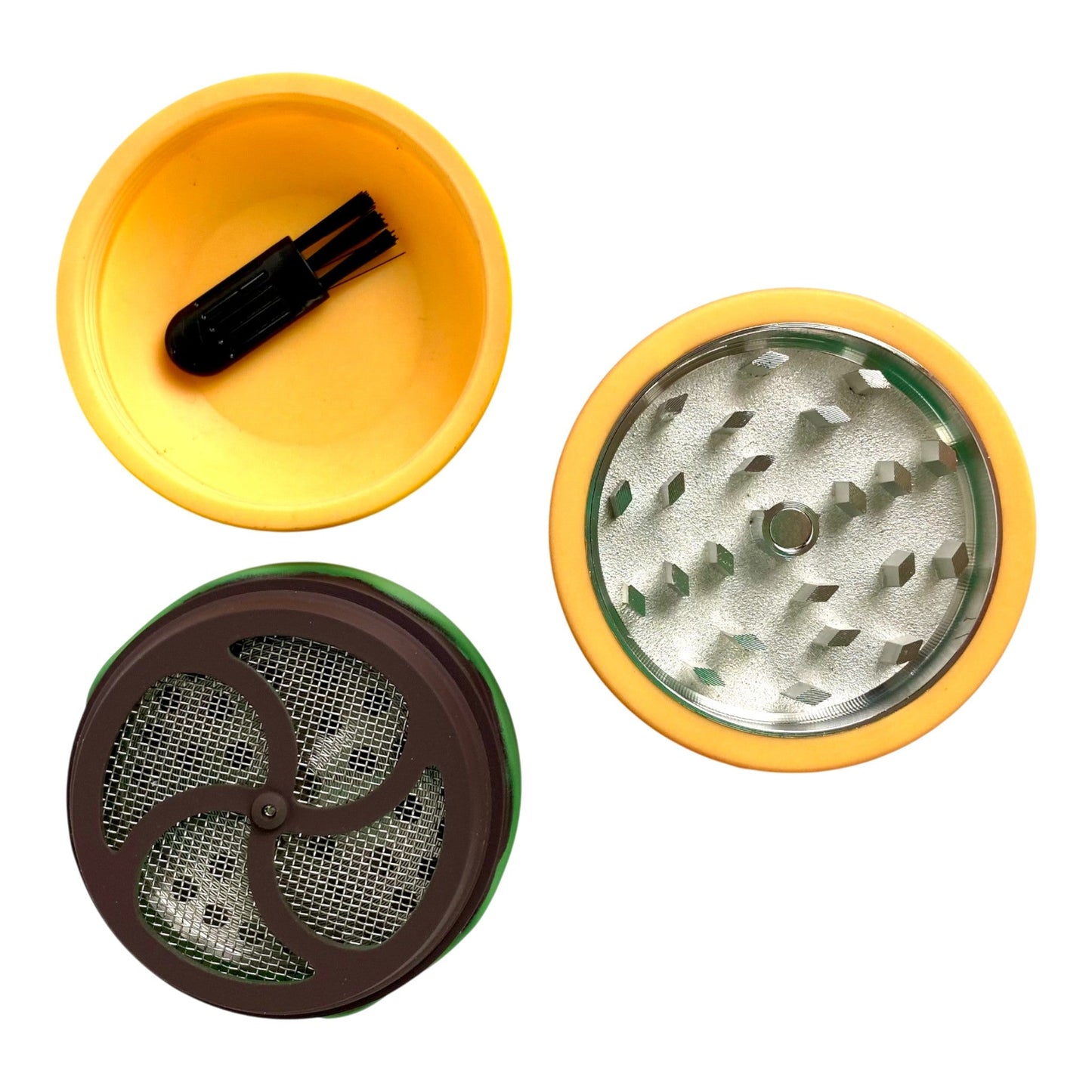 Cheeseburger Herb Grinder 63mm 4 Piece - The Bong Baron