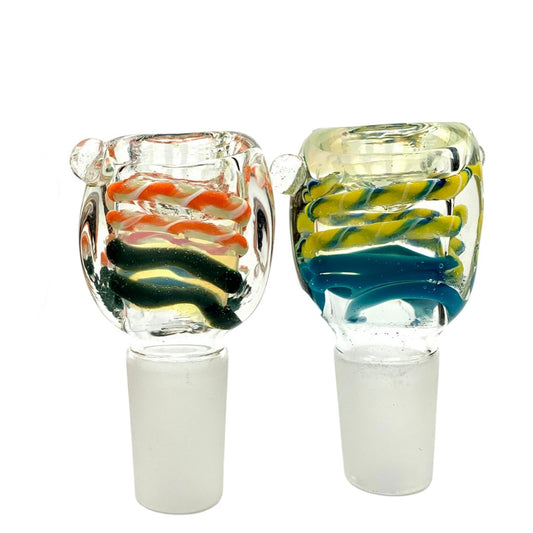 Coloured Swirl 18mm Male Glass Cone Piece - The Bong Baron