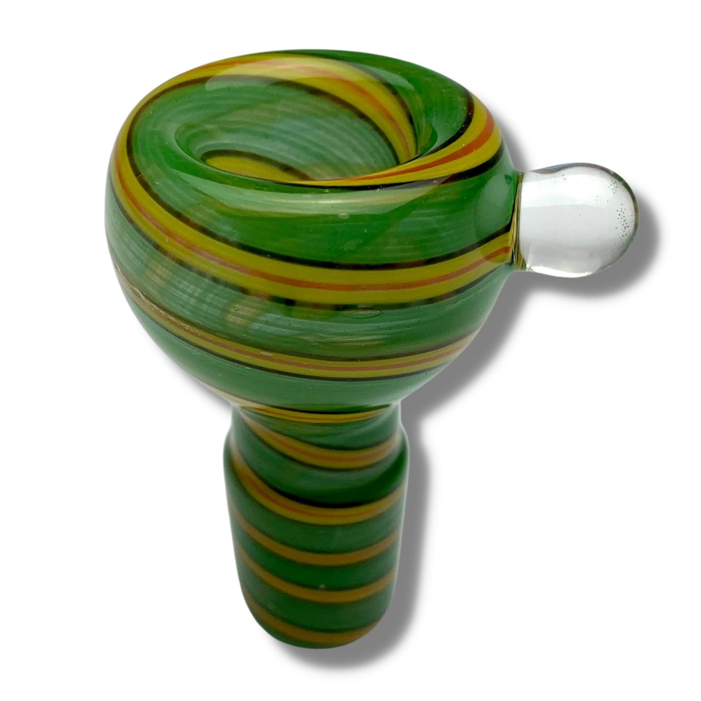 Coloured Swirl Round 18mm Male Glass Cone Piece Green - The Bong Baron