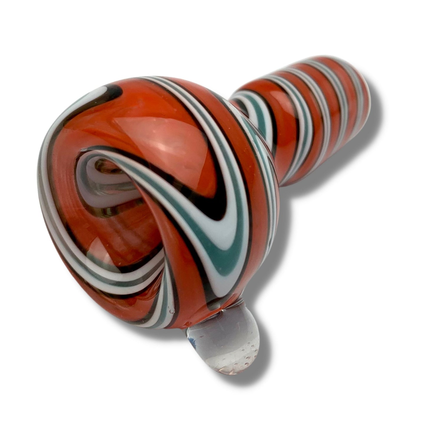 Coloured Swirl Round 18mm Male Glass Cone Piece Red - The Bong Baron