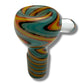 Coloured Swirl Round 18mm Male Glass Cone Piece Teal - The Bong Baron