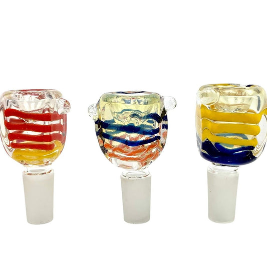 Coloured Swirl Square 14mm Male Glass Cone Piece - The Bong Baron