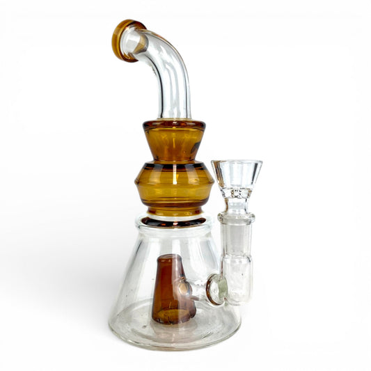 Cone Perc Bong and Dab Rig 19cm Amber - The Bong Baron