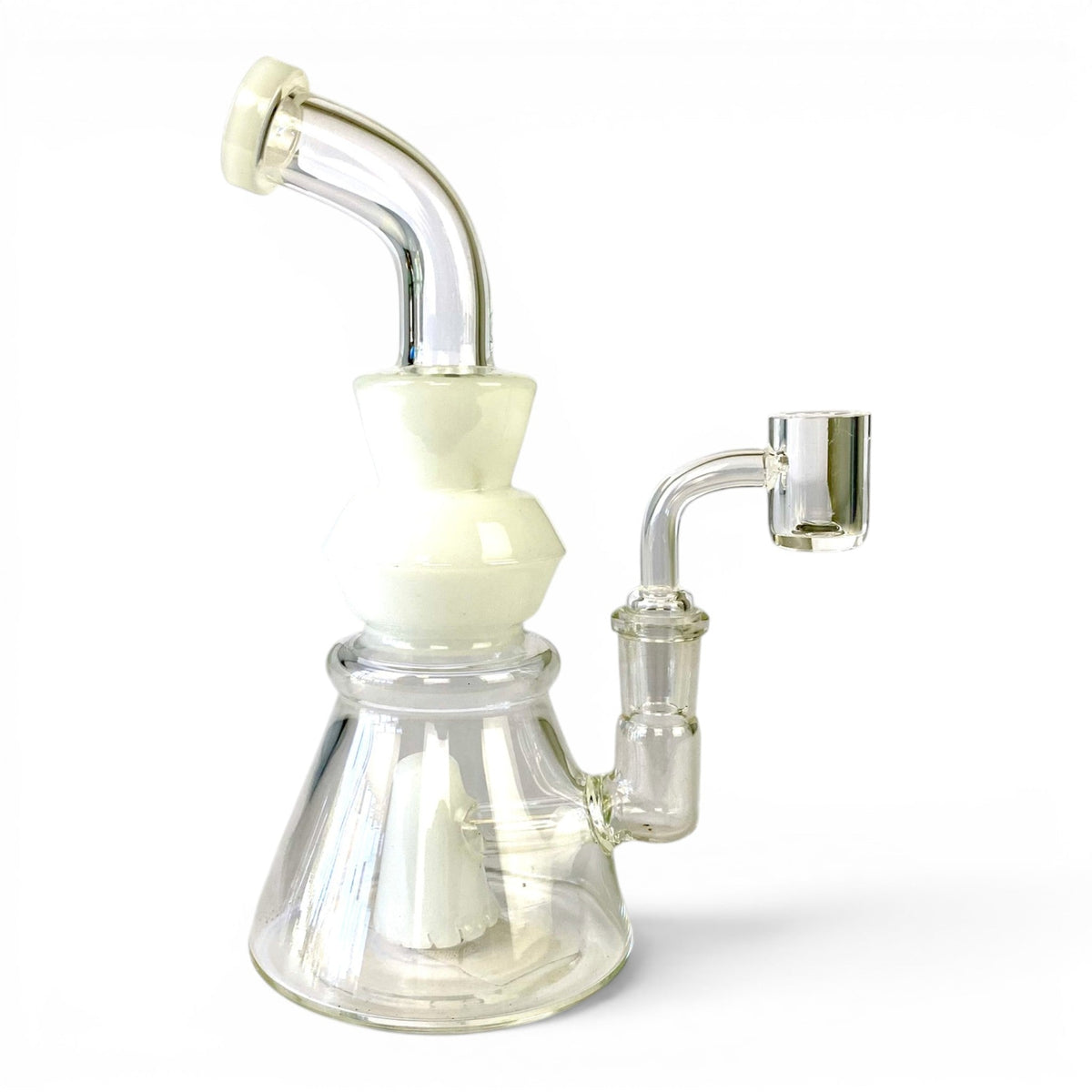 Cone Perc Bong and Dab Rig 19cm White - The Bong Baron