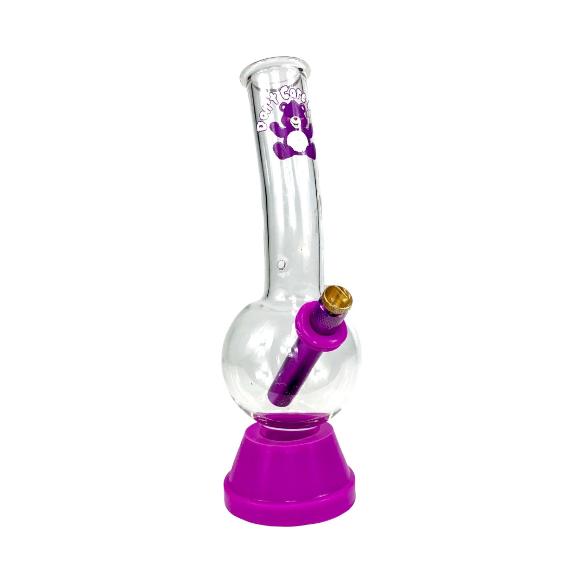 Don't Care Bear Bubble Bong 25cm Purple - The Bong Baron
