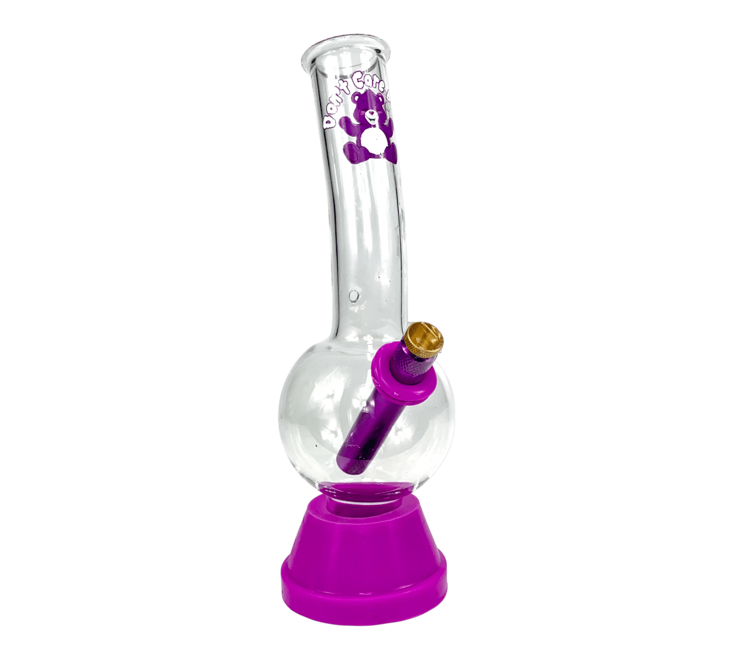 Don't Care Bear Bubble Bong 25cm Purple - The Bong Baron