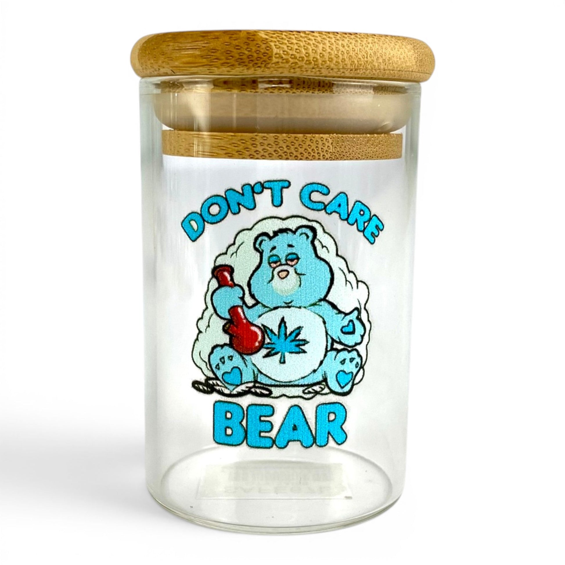 Don't Care Bear Storage Jar with Bamboo Lid 9cm - The Bong Baron