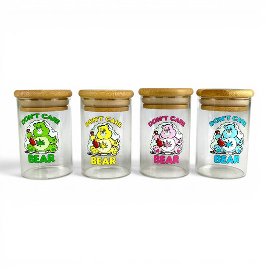 Don't Care Bear Storage Jar with Bamboo Lid 9cm - The Bong Baron