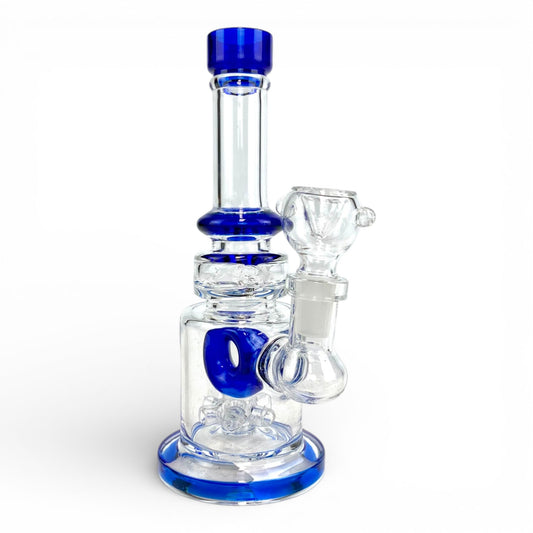 Donut Perc Glass Bong and Dab Rig 17cm Blue - The Bong Baron
