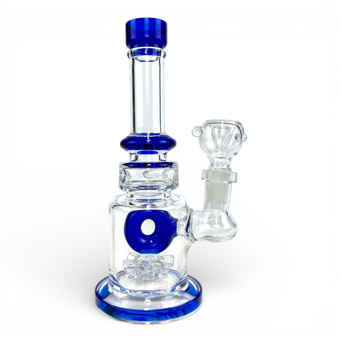 Donut Perc Glass Bong and Dab Rig 17cm Blue - The Bong Baron