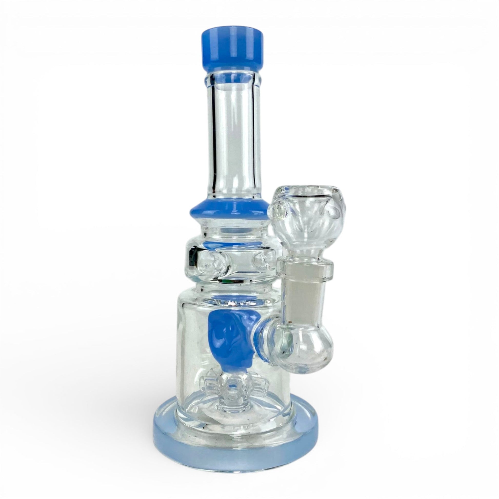 Donut Perc Glass Bong and Dab Rig 17cm Milky Blue - The Bong Baron