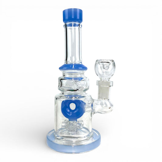 Donut Perc Glass Bong and Dab Rig 17cm Milky Blue - The Bong Baron