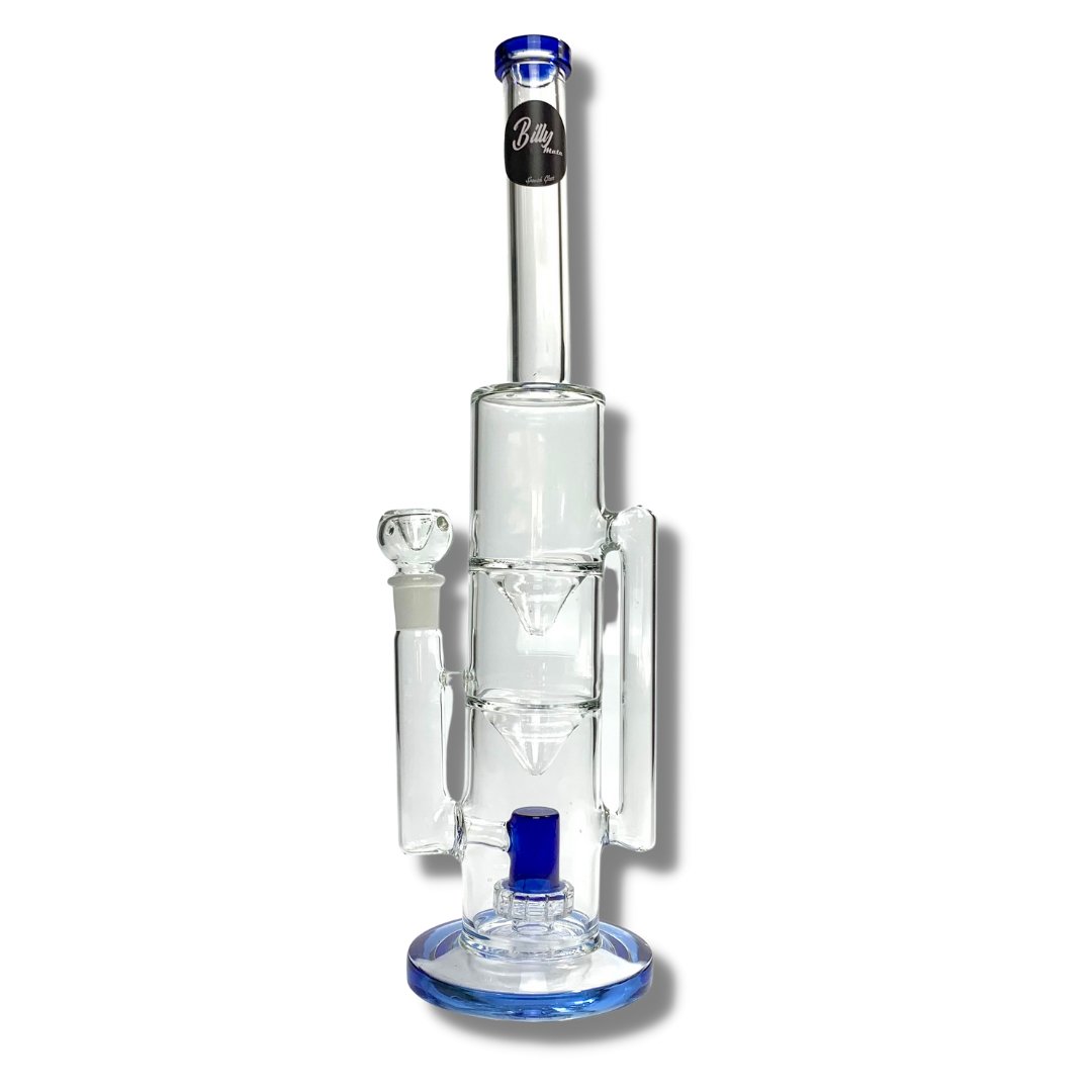 Double Funnel UFO Perc Recycler Bong 39cm Blue - The Bong Baron