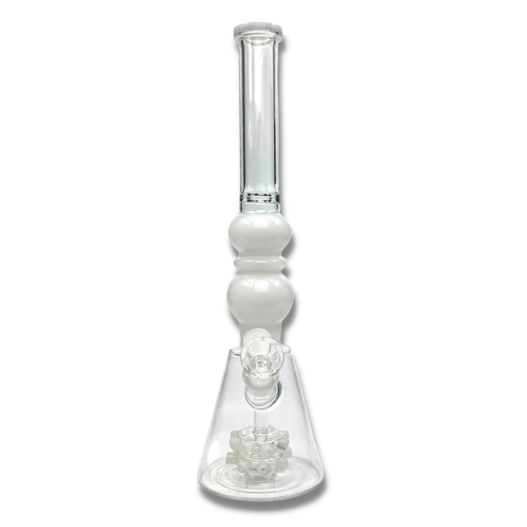 Dual Spikey Perc Beaker Bong 35cm White - The Bong Baron