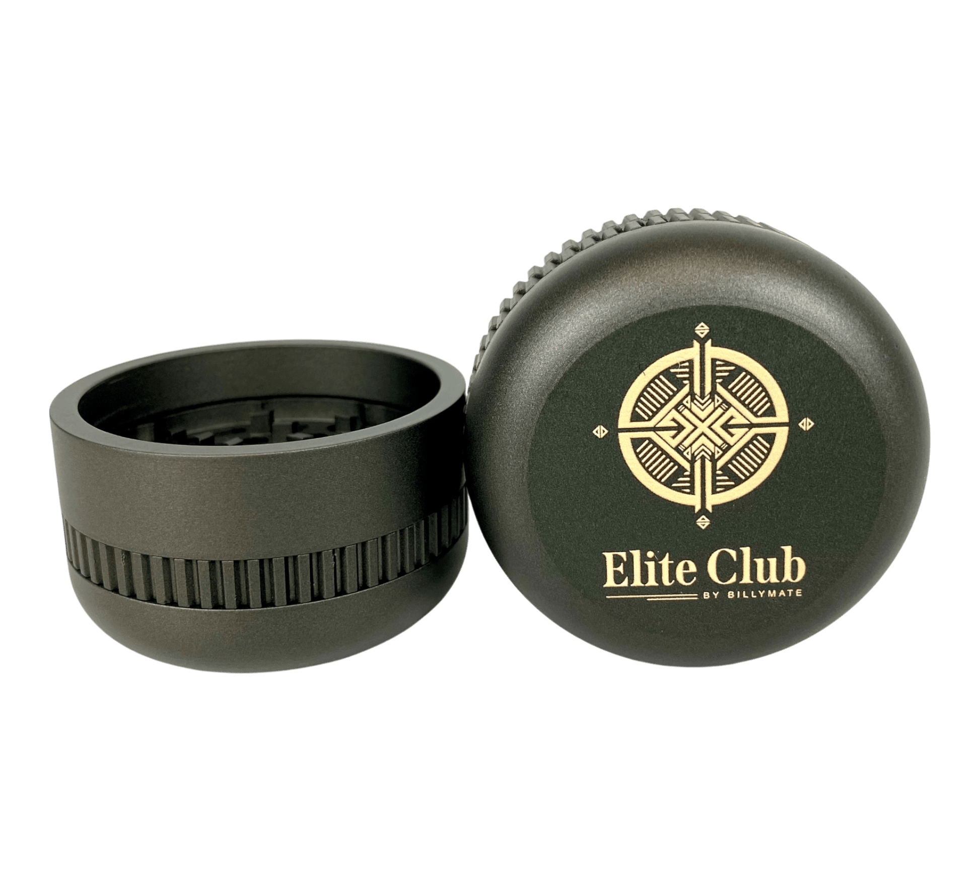 Elite Club Adjustable Herb Grinder 63mm Black – Fine & Coarse Plates - The Bong Baron