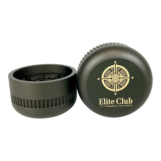 Elite Club Adjustable Herb Grinder 63mm Black – Fine & Coarse Plates - The Bong Baron